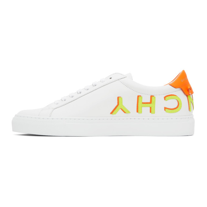 Givenchy White and Orange Reverse Logo Urban Knots Sneakers Givenchy