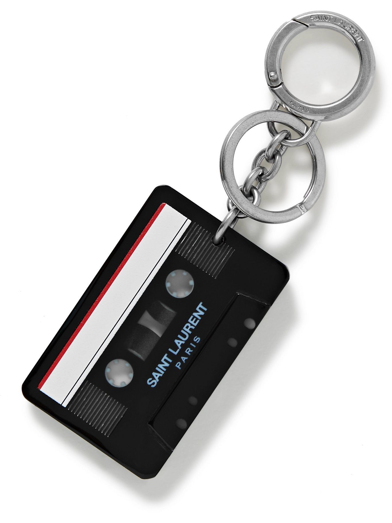 SAINT LAURENT - Cassette Tape Silver-Tone and Resin Key Fob Saint Laurent