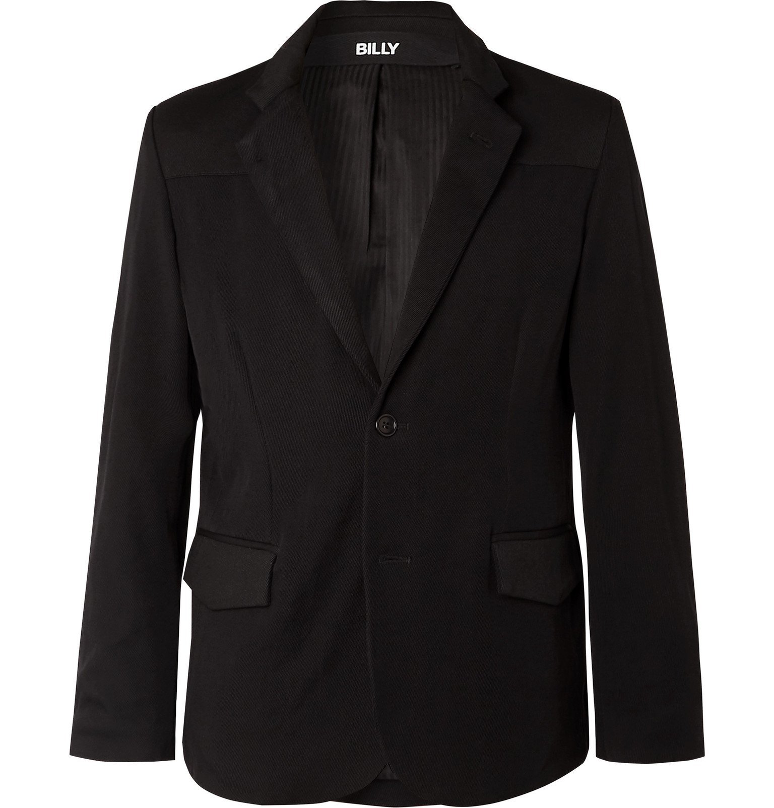 BILLY Black WoolTwill and WaxedCotton Suit Jacket Black Billy