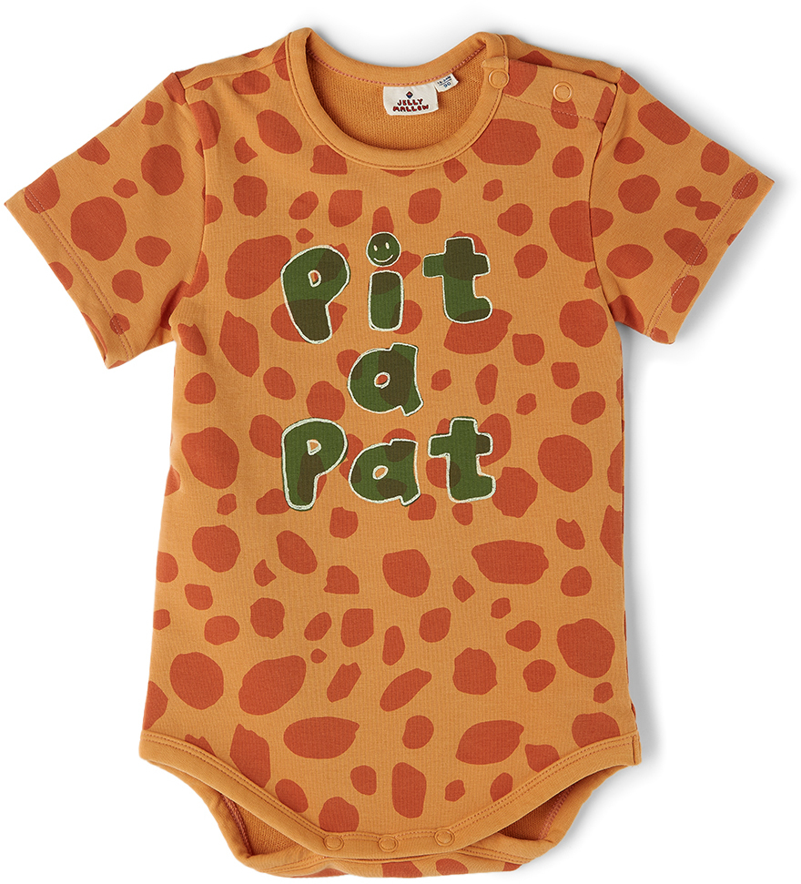 Jellymallow Baby Orange Leopard 'Pit A Pat' Onesie Jellymallow