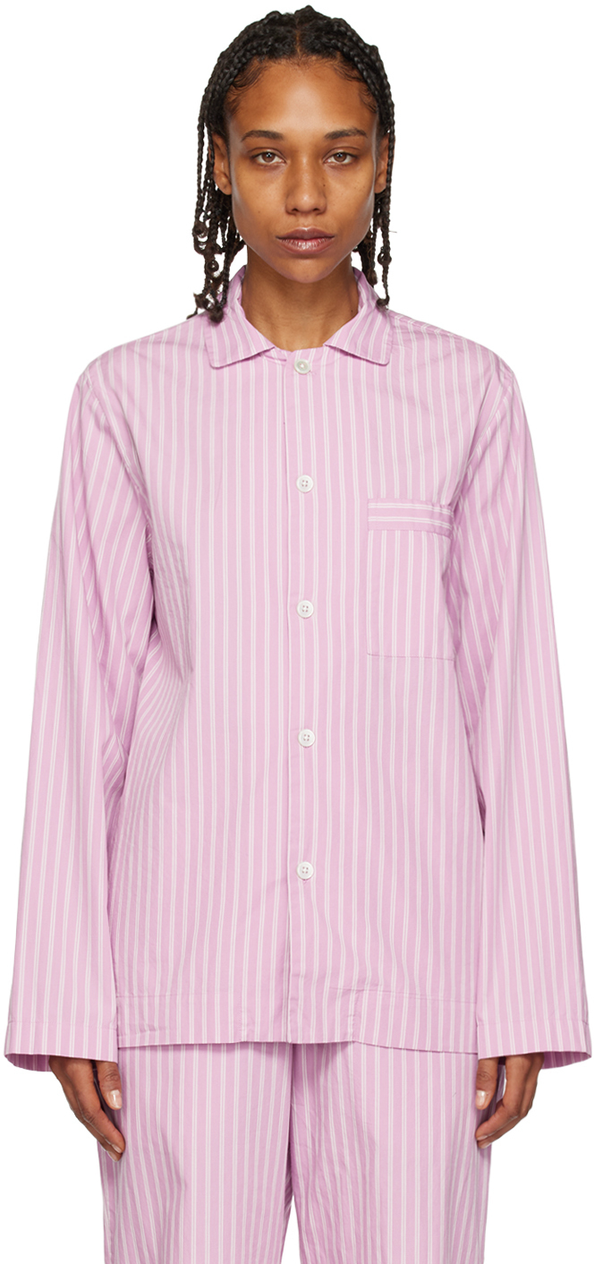 Tekla Pink Striped Pyjama Shirt Tekla Fabrics