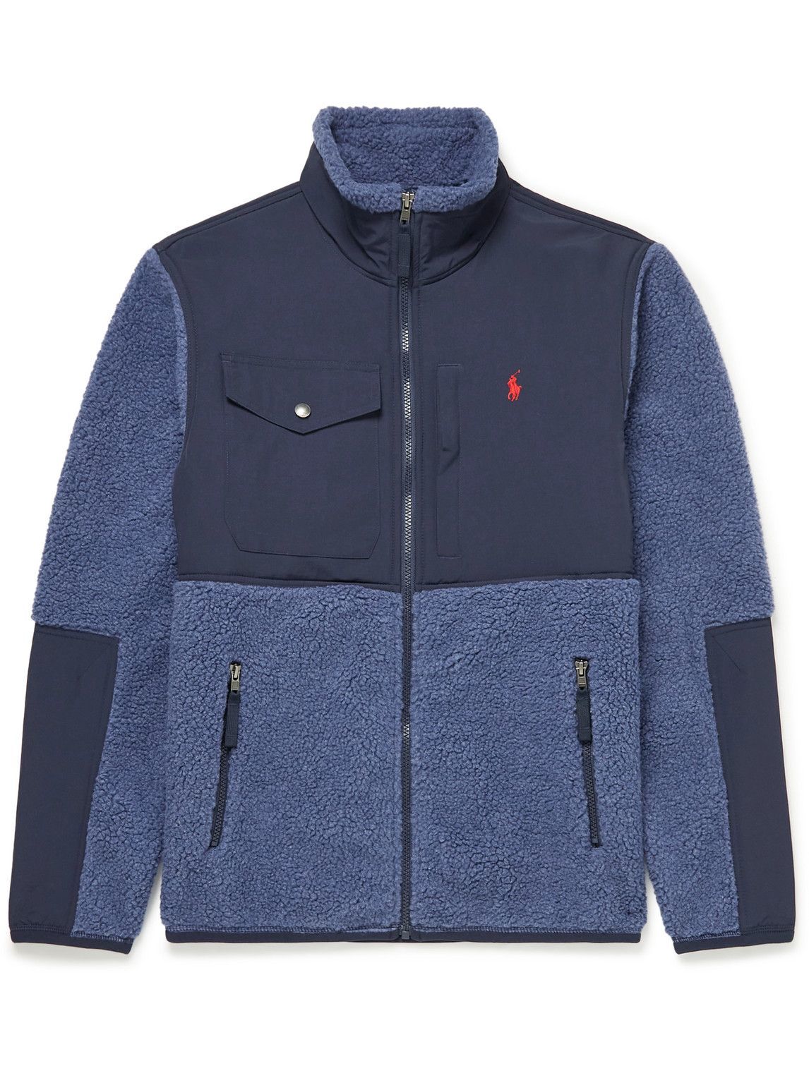 Polo Ralph Lauren - Panelled Faux Shearling and Shell Jacket - Blue