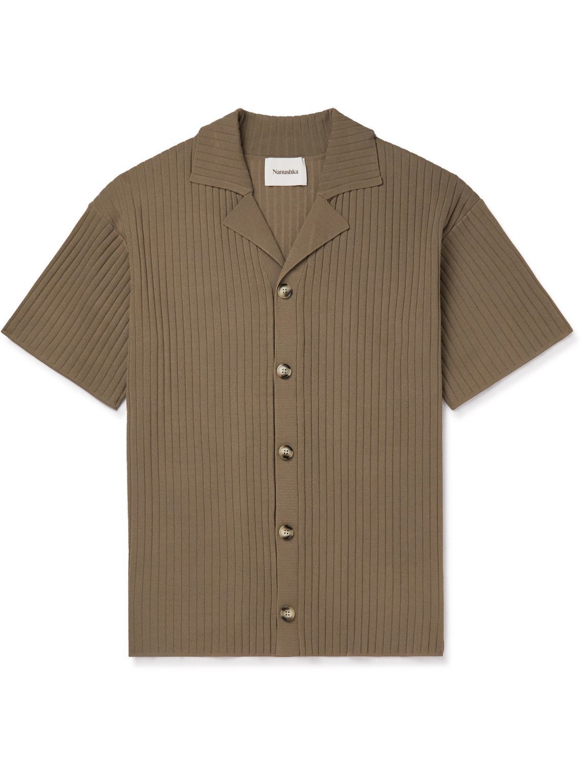 Nanushka - Javan Camp-Collar Ribbed-Knit Shirt - Brown Nanushka