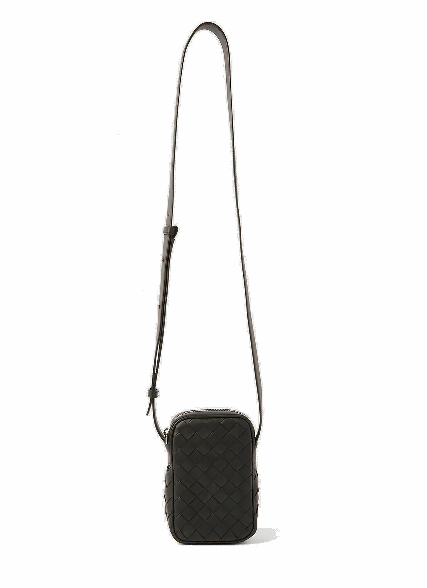 Photo: Intrecciato Phone Pouch Crossbody Bag in Black