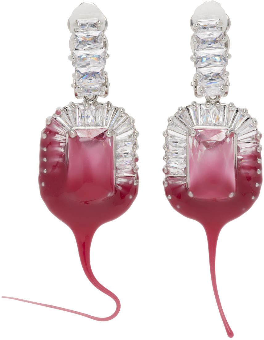 Ottolinger Pink Crystal Dip Earrings Ottolinger