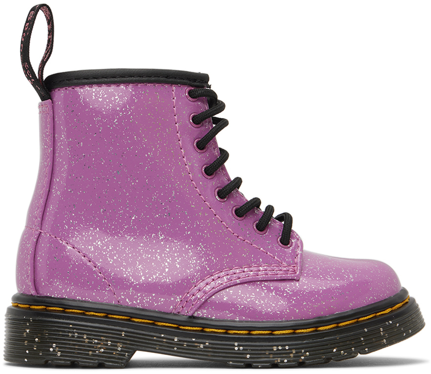 Photo: Dr. Martens Baby Pink 1460 Glitter Lace-Up Boots