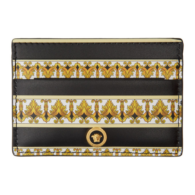 Versace Black and Gold Barocco Card Holder Versace