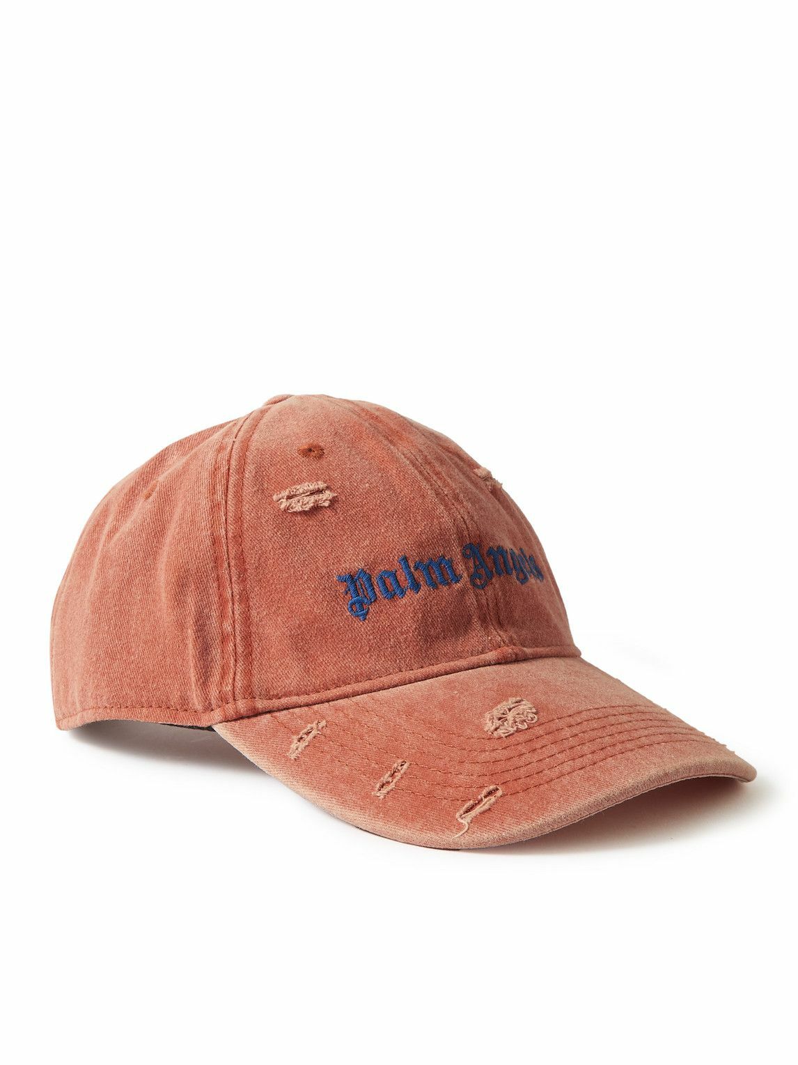 Photo: Palm Angels - Distressed Logo-Embroidered Cotton-Twill Baseball Cap