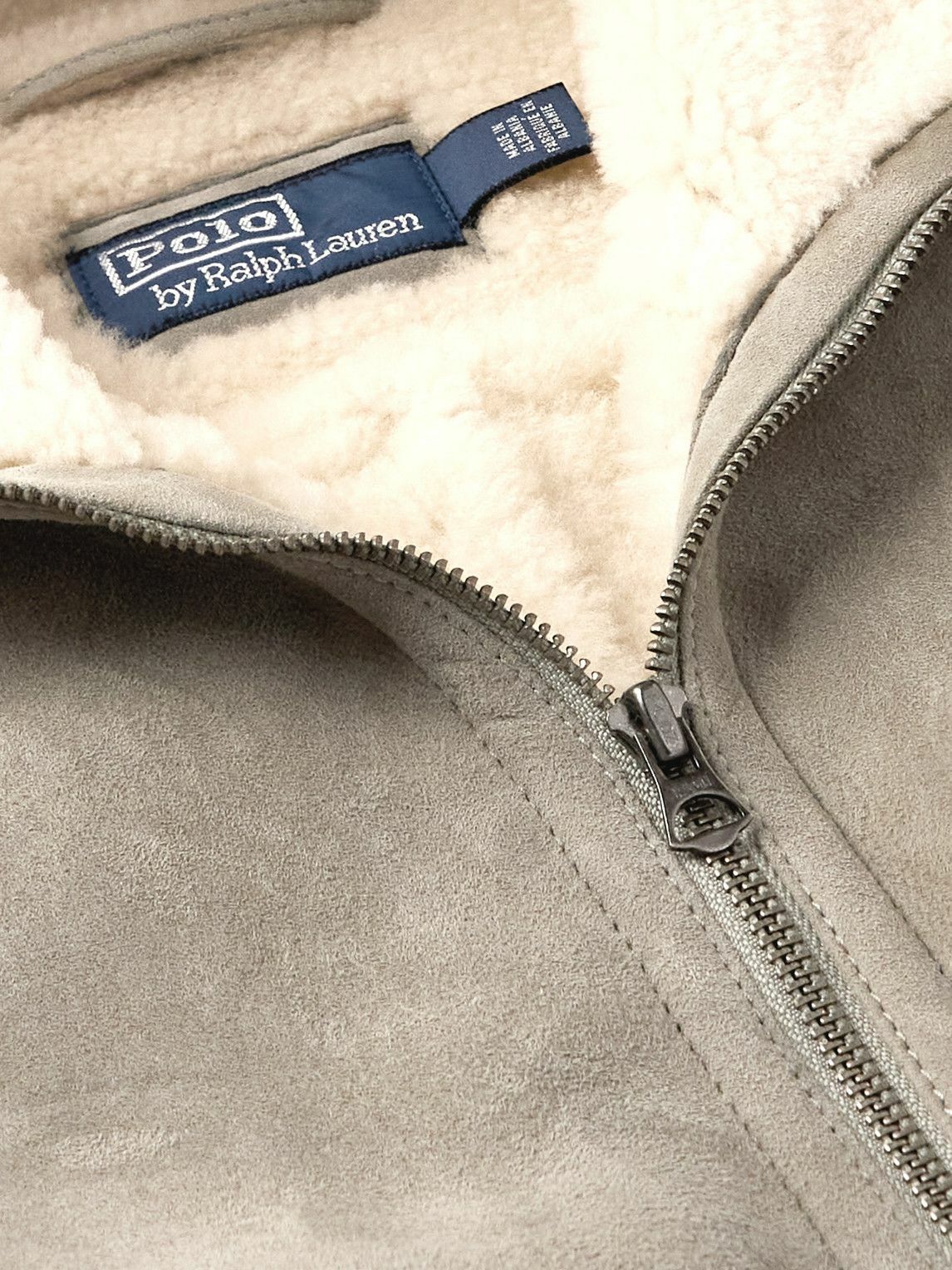 Polo Ralph Lauren Henson Shearling Hooded Bomber Jacket Gray Polo