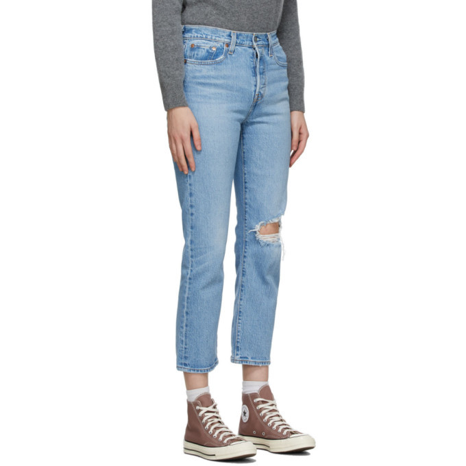 Levis Blue Distressed Wedgie Straight Jeans Levis
