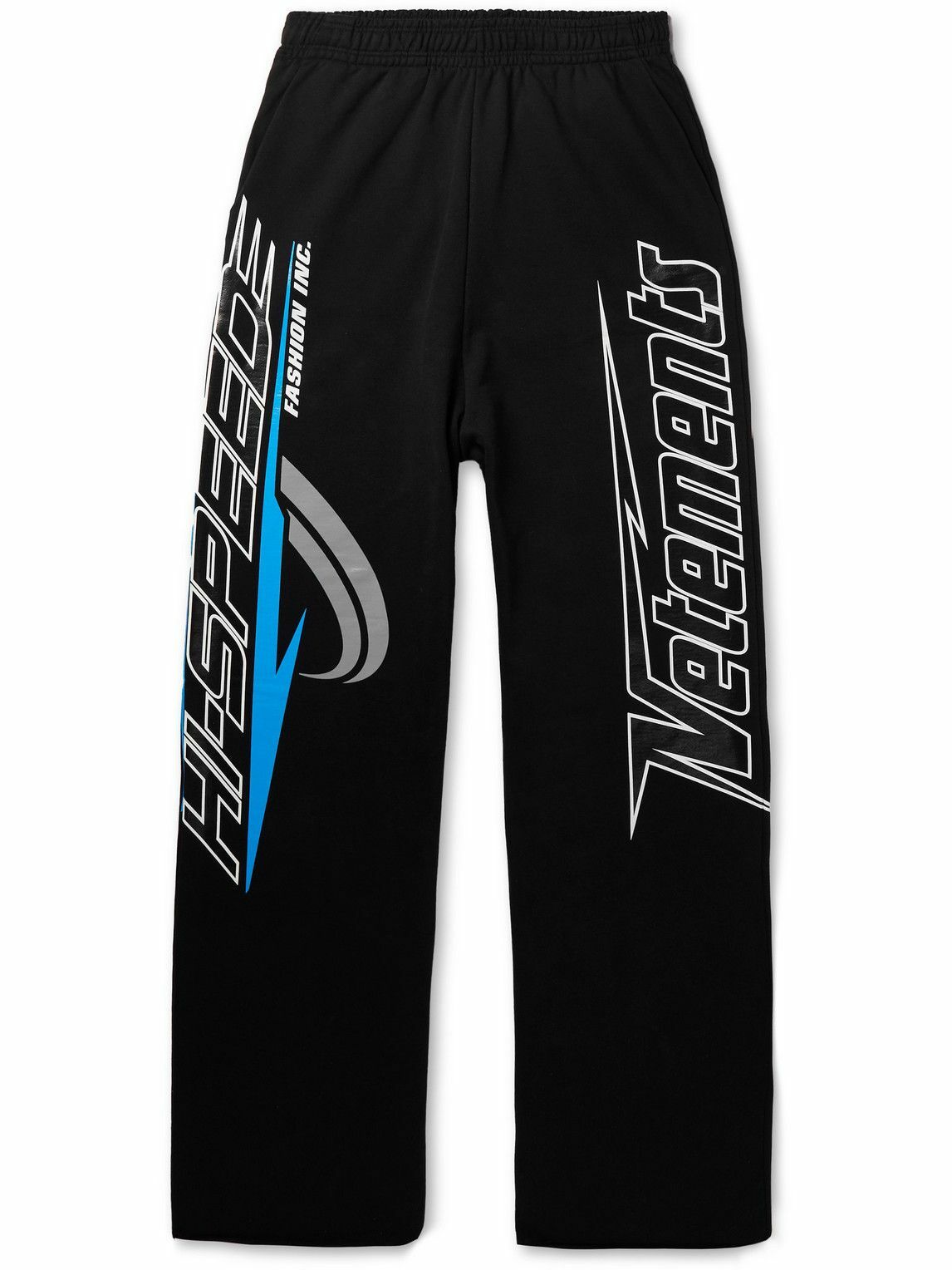 VETEMENTS - Wide-Leg Logo-Print Cotton-Jersey Sweatpants - Black Vetements