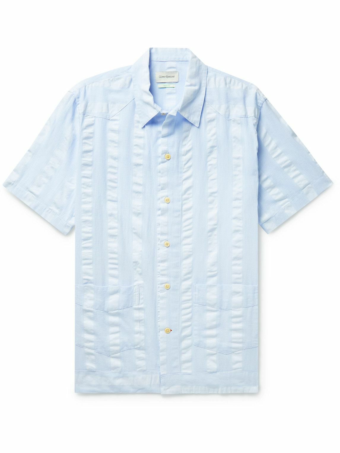 Photo: Oliver Spencer - Cuban Striped Organic Cotton-Gauze Shirt - Blue