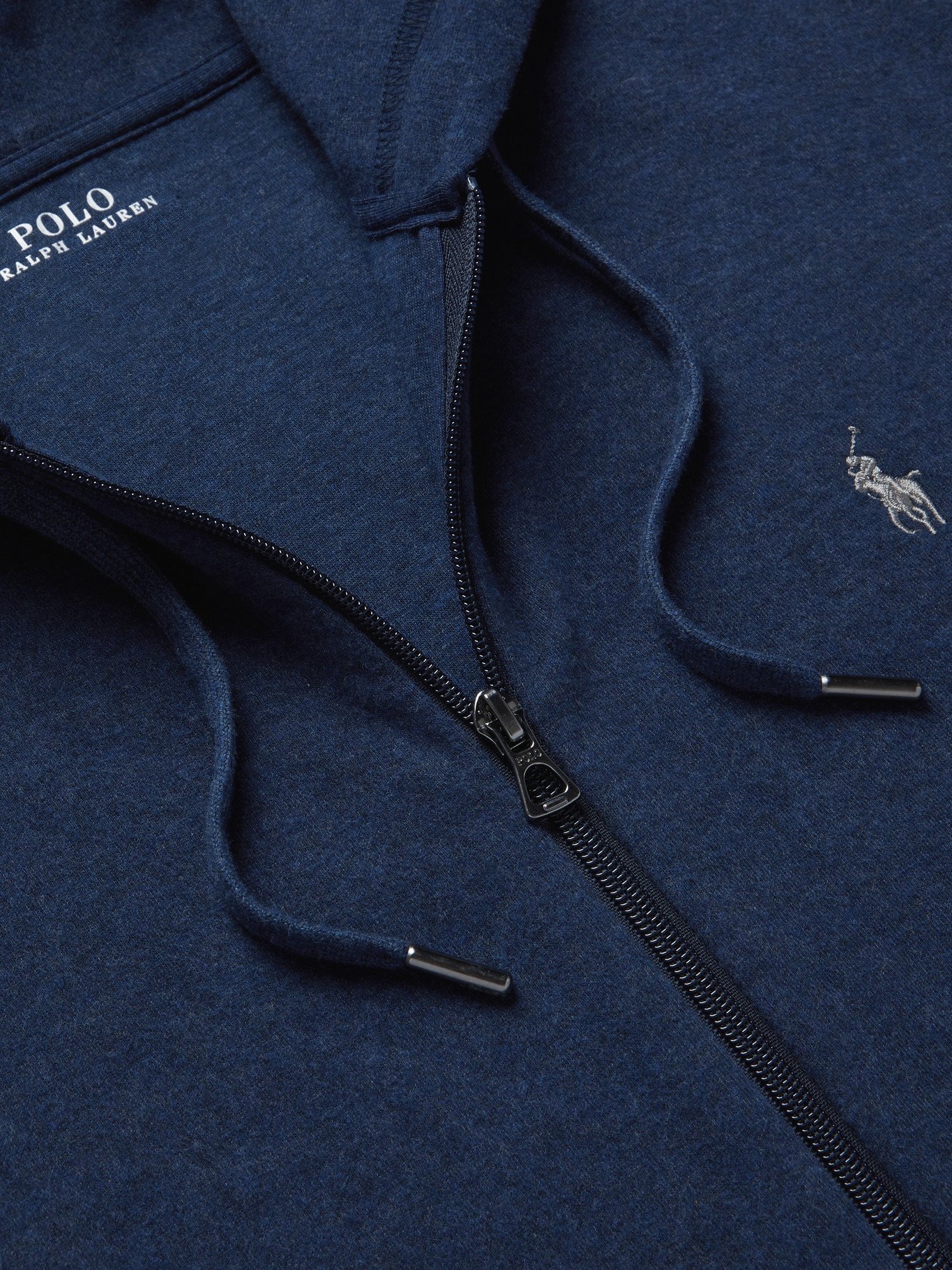 POLO RALPH LAUREN - Logo-Embroidered Cotton-Blend Jersey Zip-Up Hoodie -  Blue - XS Polo Ralph Lauren