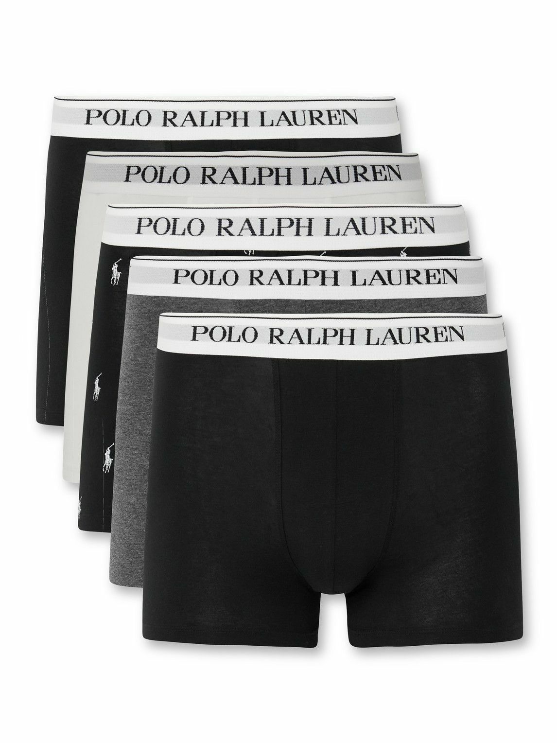Photo: Polo Ralph Lauren - Five-Pack Stretch-Cotton Jersey Boxer Briefs - Gray