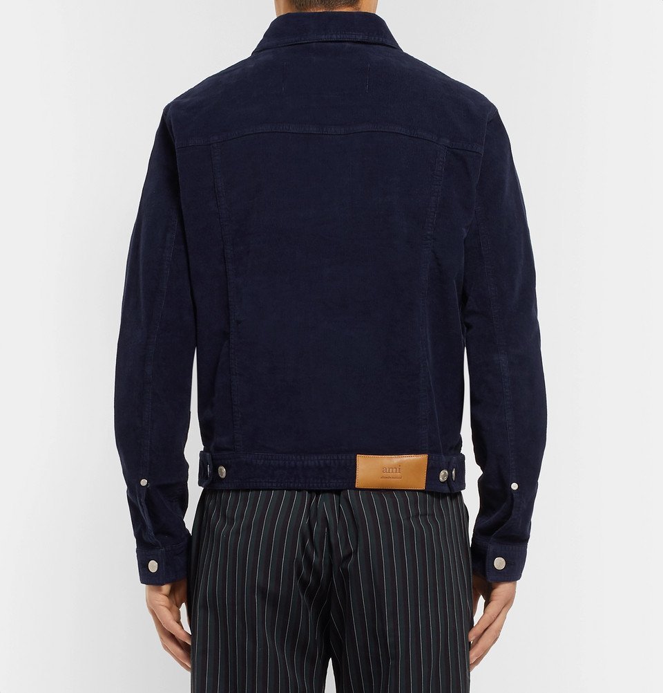 AMI - Garment-Dyed Stretch-Cotton Corduroy Jacket - Men - Midnight blue AMI