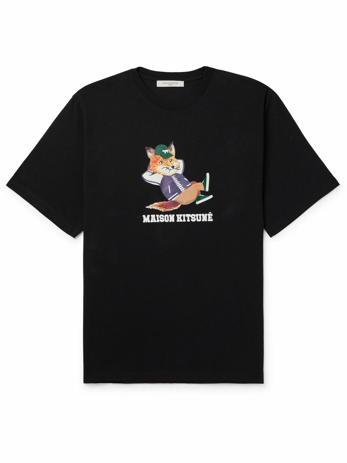 Maison Kitsuné - Logo-Print Cotton-Jersey T-Shirt - Black Maison Kitsune