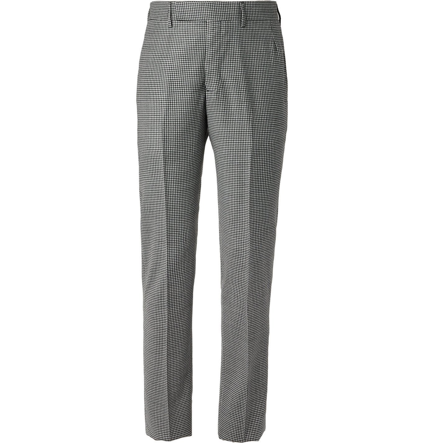 grey houndstooth plaid slim tapered pant