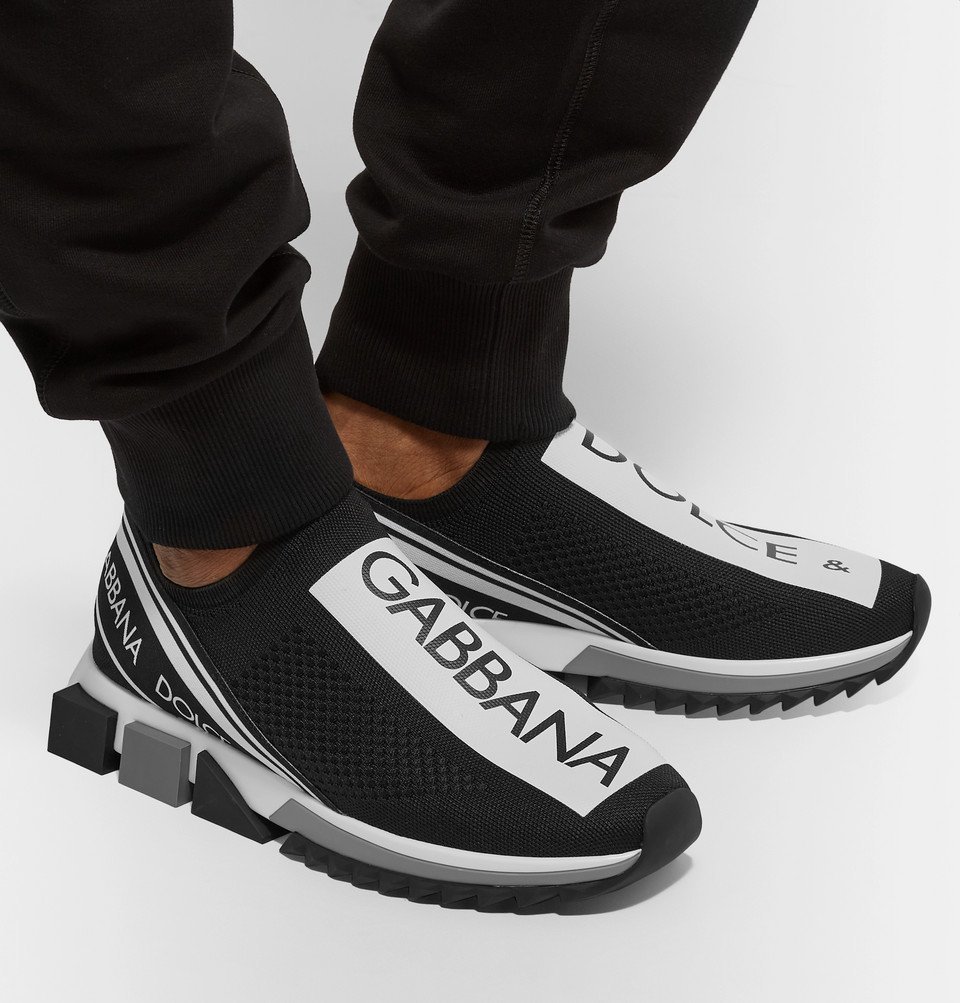 Dolce & Gabbana - Sorrento Logo-Print Stretch-Knit Slip-On Sneakers - Black  Dolce & Gabbana