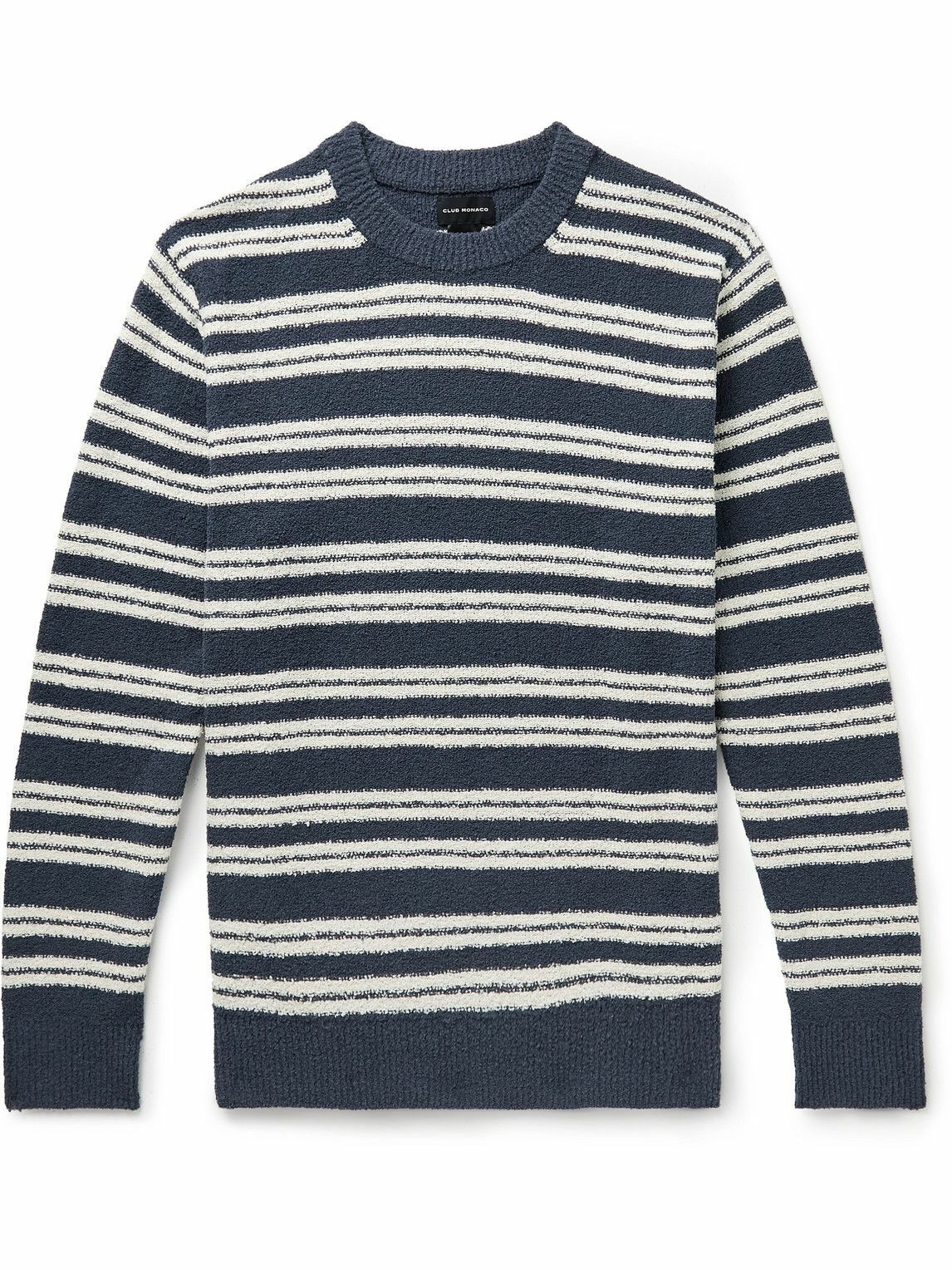 Club Monaco - Striped Cotton-Blend Bouclé Sweater - Blue Club Monaco