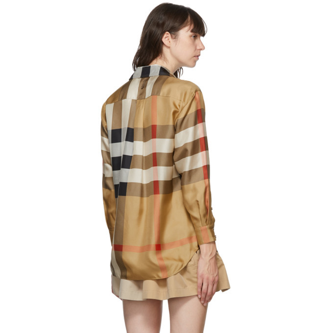 Burberry Beige Silk Carlota Check Shirt Burberry