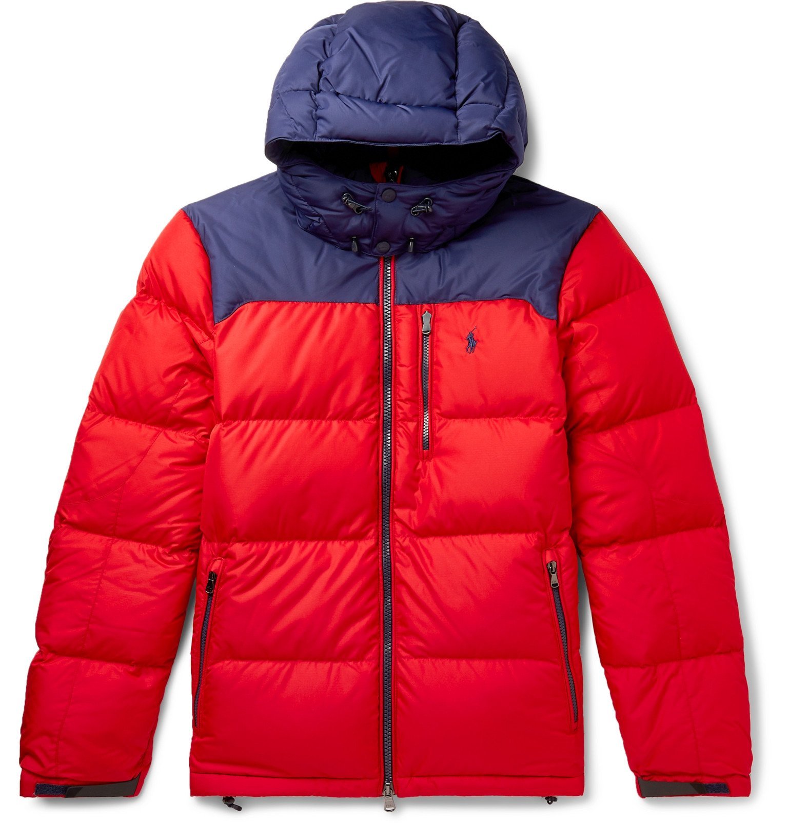 Polo Ralph Lauren - Colour-Block Quilted Shell Hooded Down Jacket - Red  Polo Ralph Lauren
