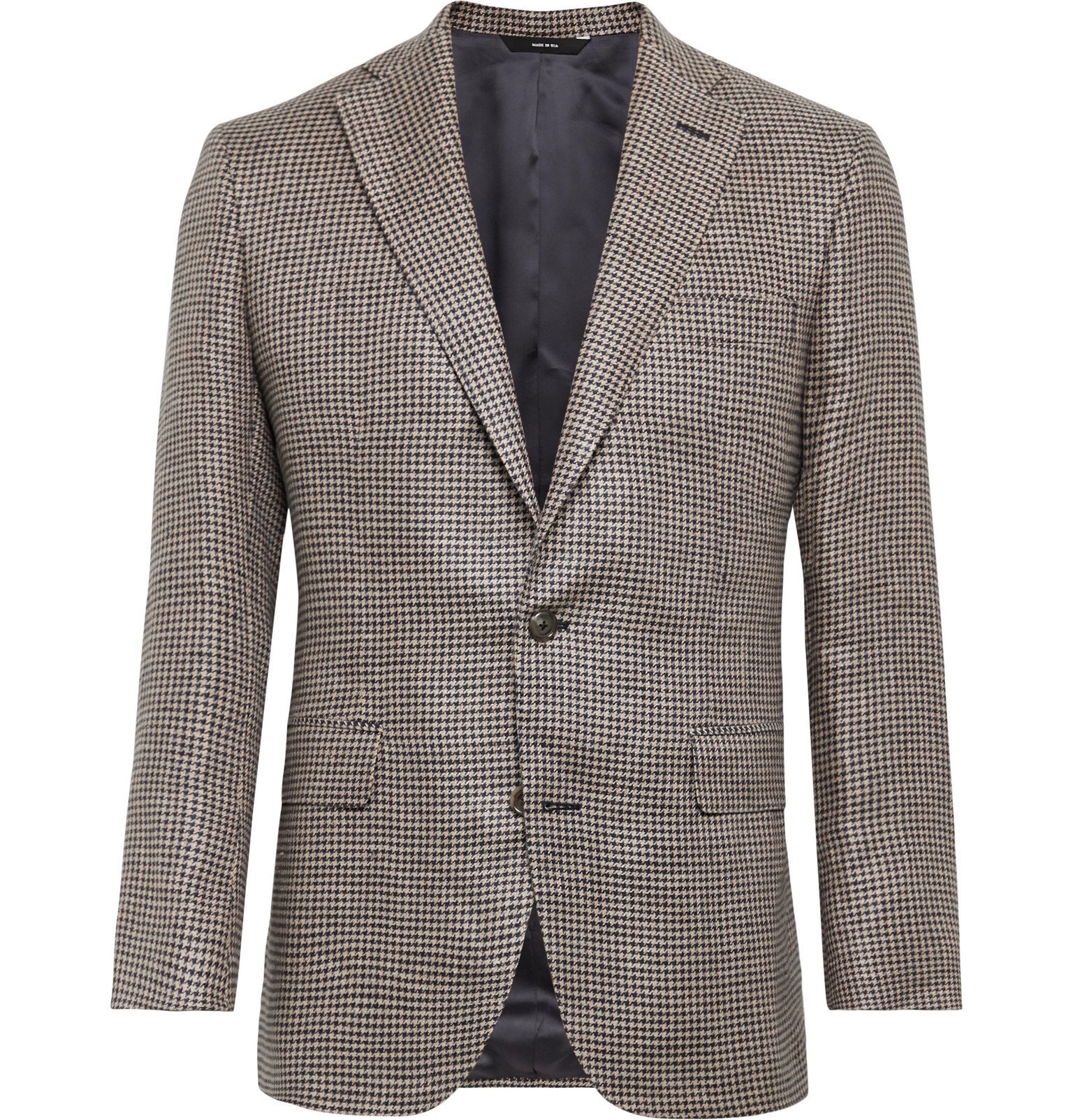 Freemans Sporting Club - Brown Slim-Fit Houndstooth Wool and Silk-Blend ...