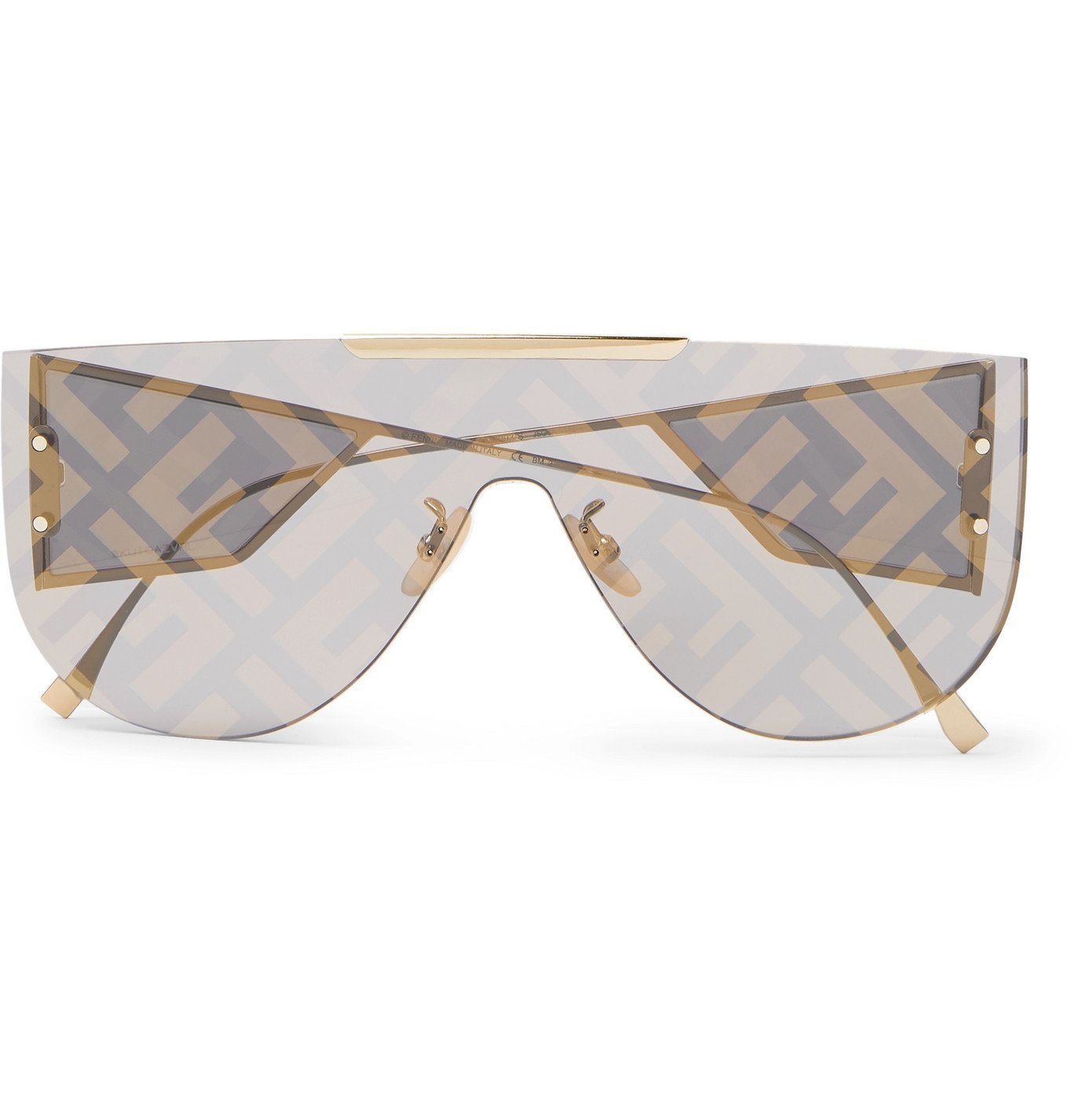 Fendi DFrame LogoPrint SilverTone Sunglasses Gold Fendi