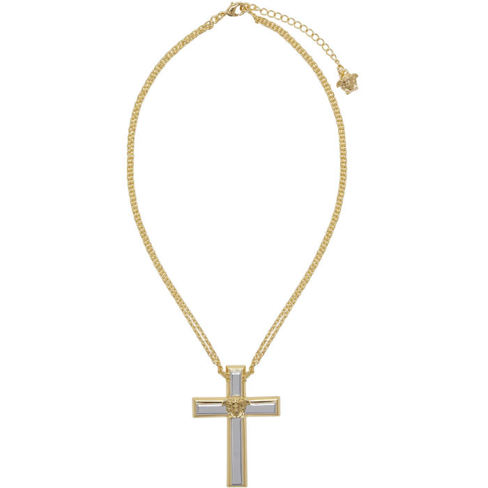 Versace Gold and Silver Cross Necklace 