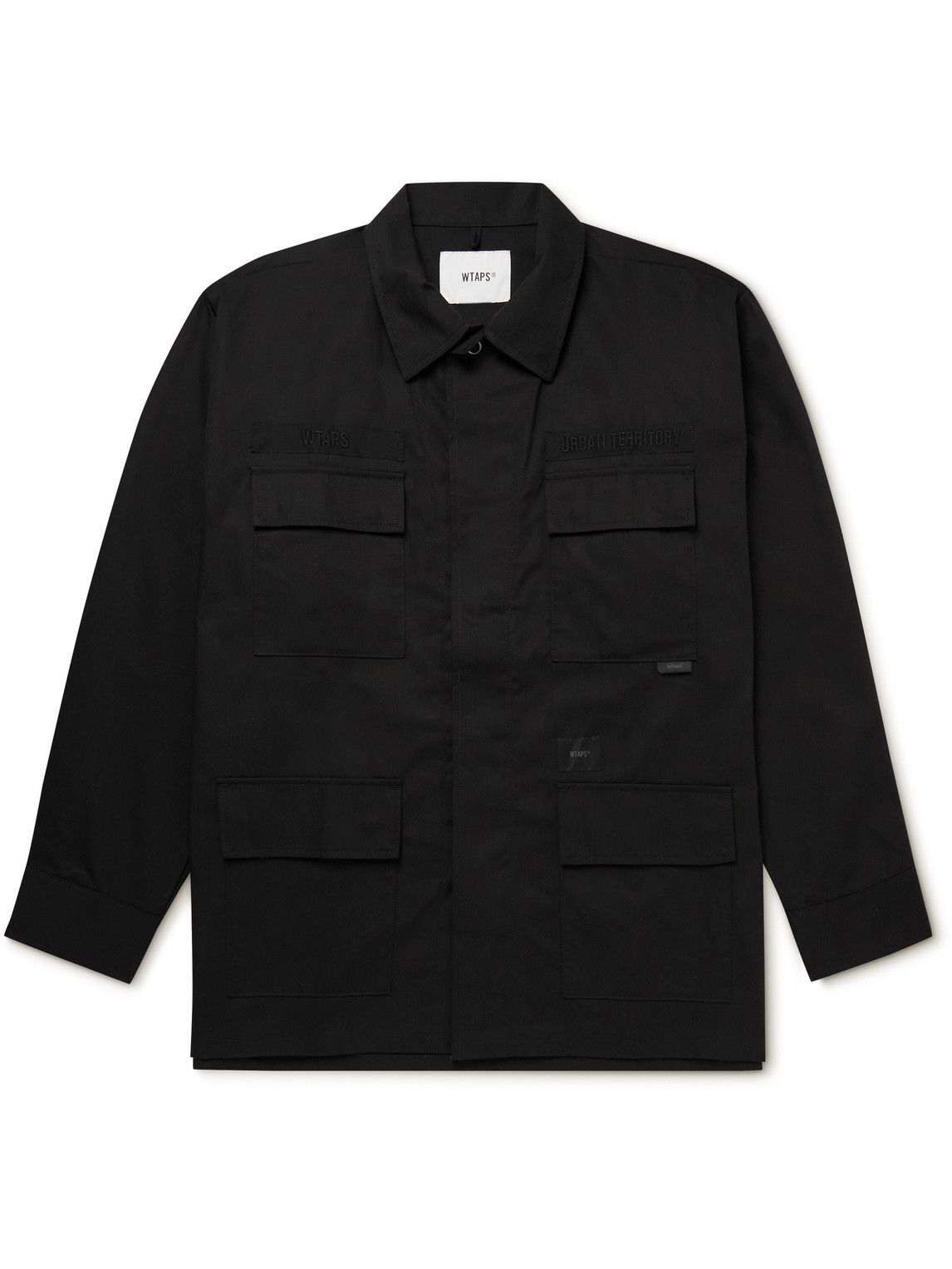 WTAPS - Jungle Logo-Appliquéd Cotton-Poplin Overshirt - Black WTAPS