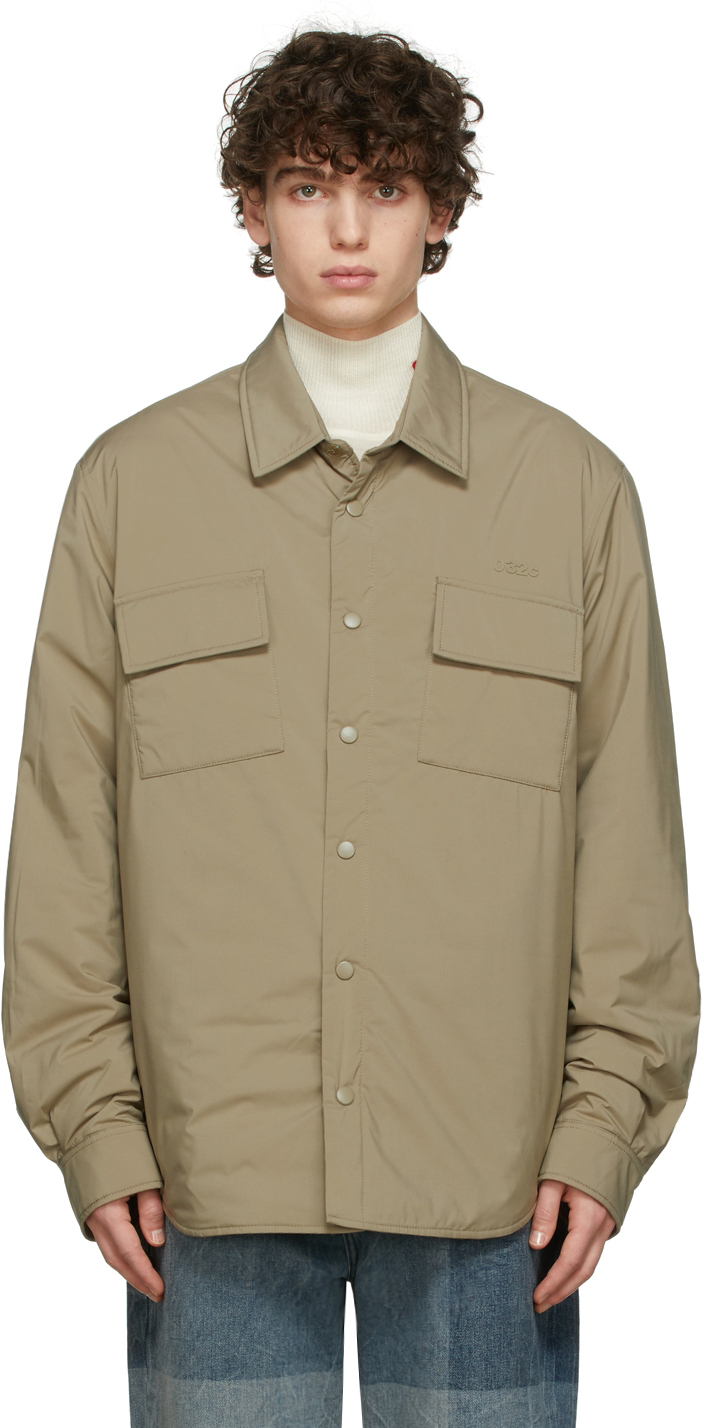 032c Taupe Padded Button Up Shirt