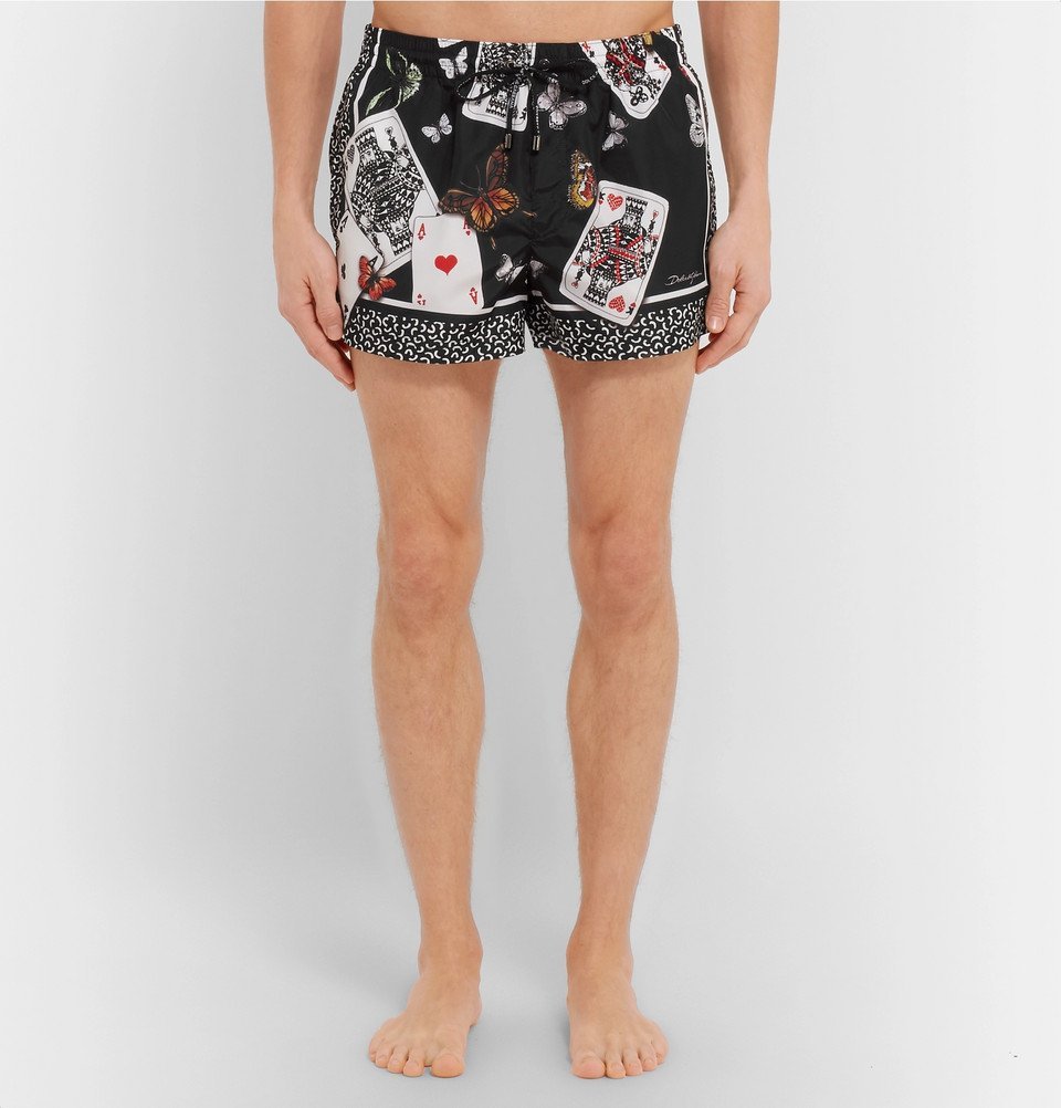 Dolce & Gabbana - Slim-Fit Short-Length Printed Shell Swim Shorts - Men -  Black Dolce & Gabbana