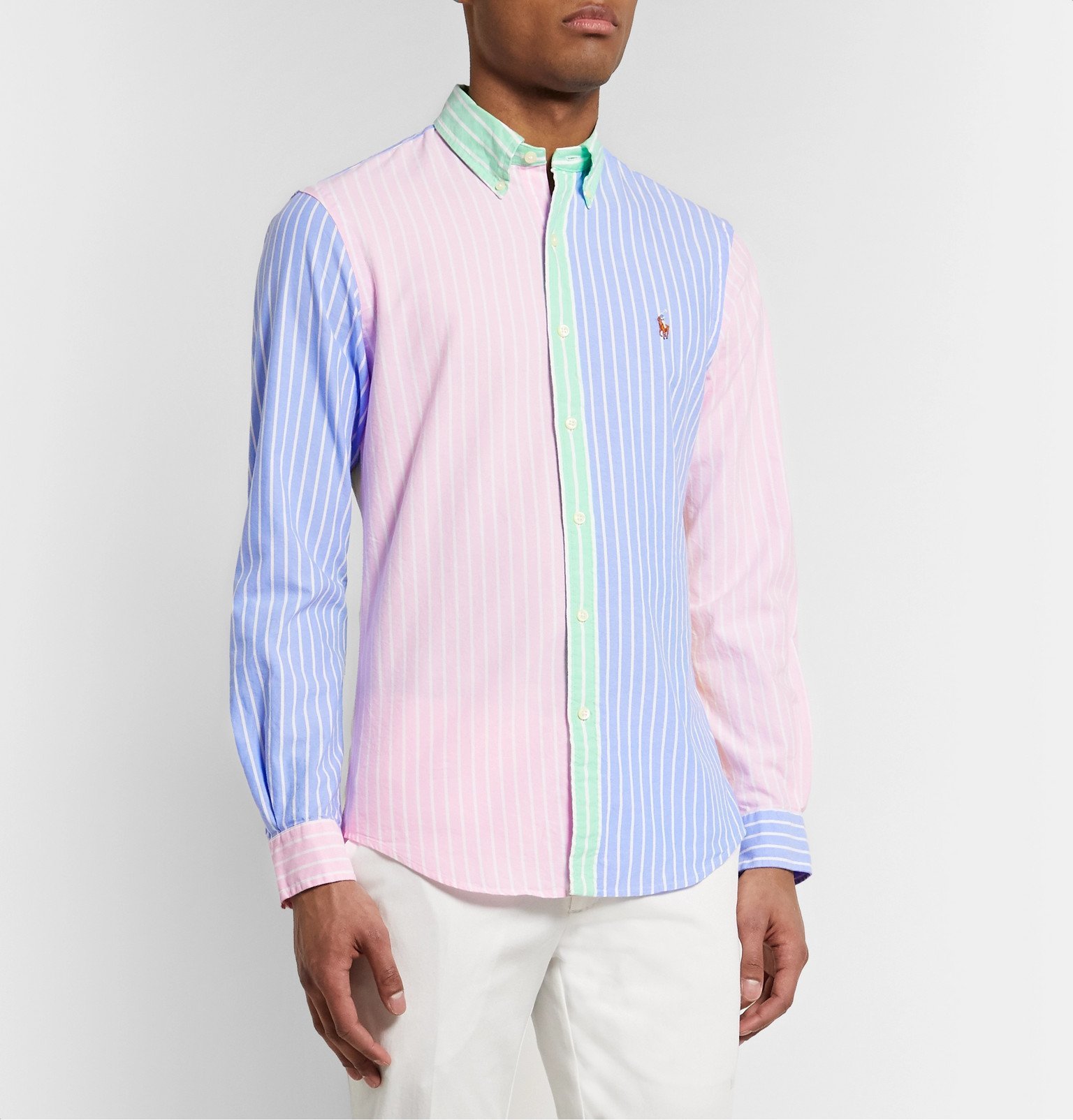 Polo Ralph Lauren - Button-Down Collar Colour-Block Striped Cotton ...