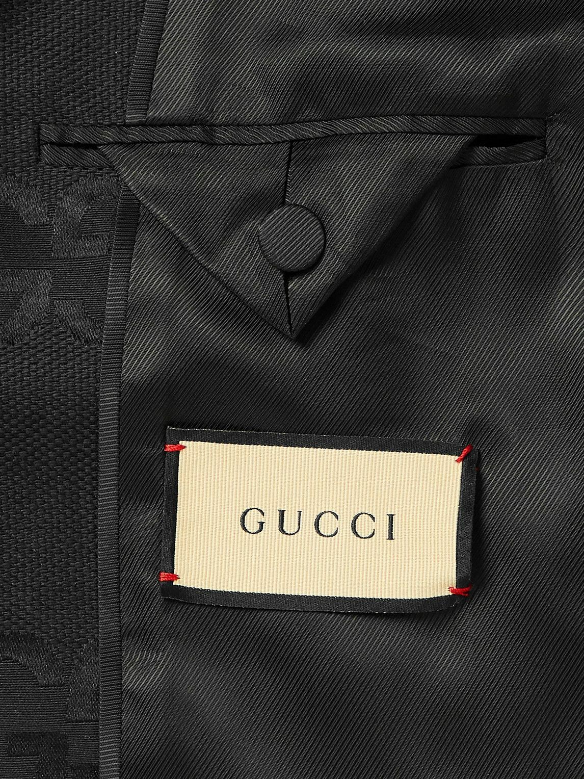 GUCCI - Oversized Logo-Jacquard Cotton-Blend Canvas Blazer - Black Gucci
