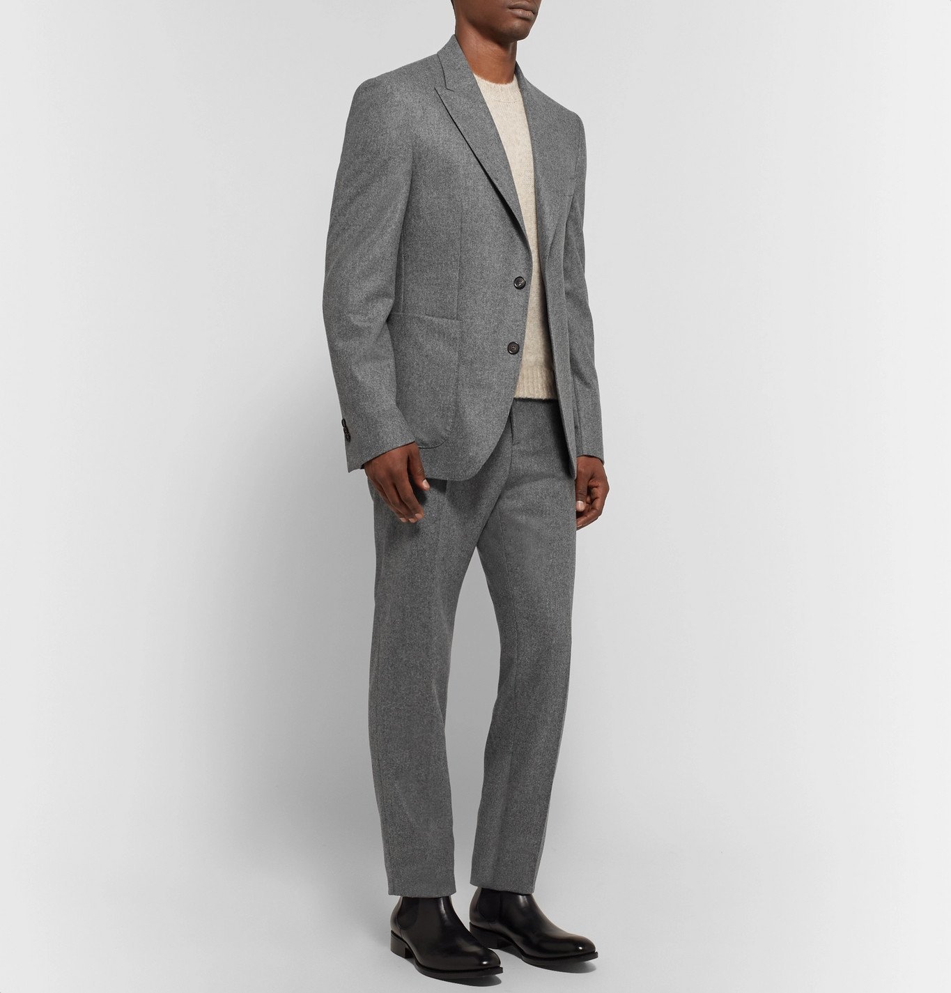 SALLE PRIVÉE - Anthracite Rocco Slim-Fit Mélange Wool-Flannel Suit ...