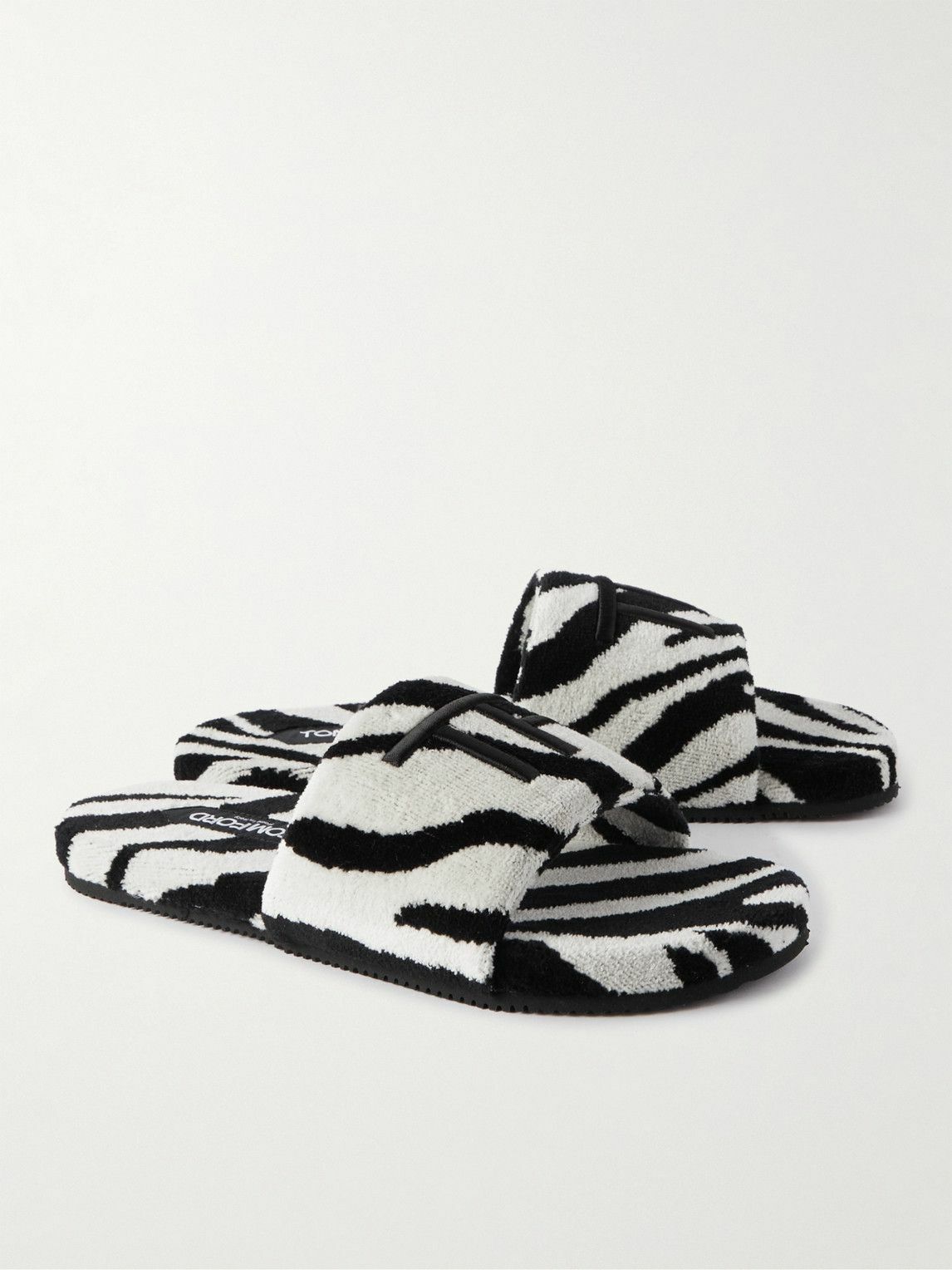 TOM FORD - Harrison Logo-Embroidered Zebra-Print Terry Sandals - White TOM  FORD