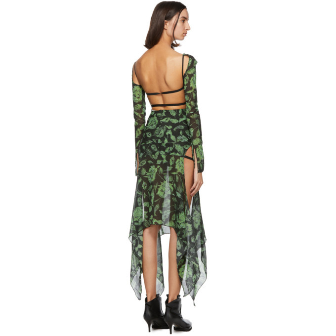 Charlotte Knowles Ssense Exclusive Black And Green Vyper Dress