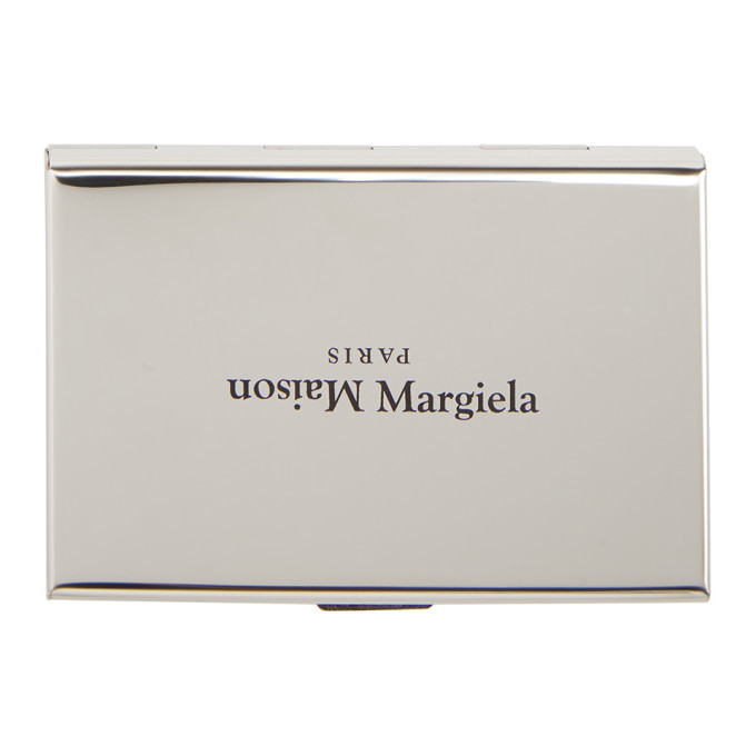 Maison Margiela Silver Polished Logo Card Holder Maison Margiela