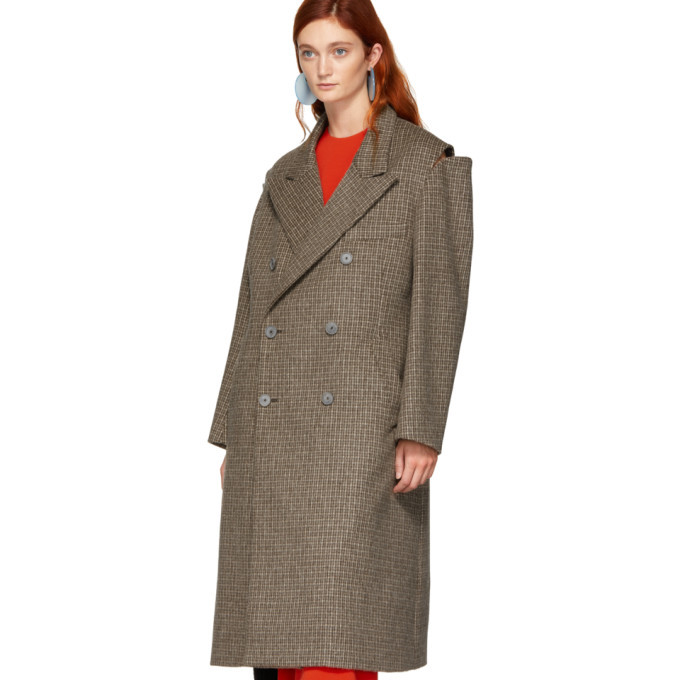 Maison Margiela Brown Check Wool Coat Maison Margiela