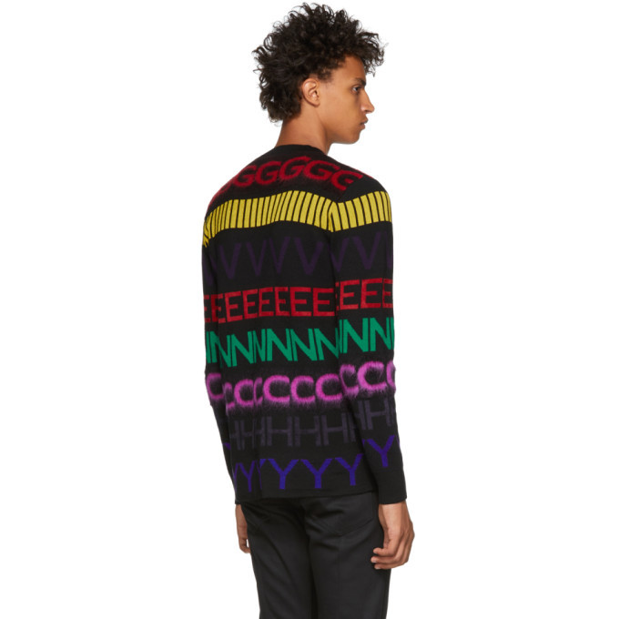 Givenchy Black Multicolor Logo Sweater 