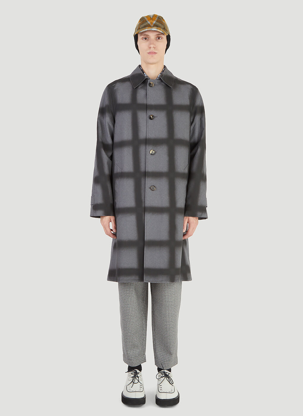 Check Coat in Grey Marni