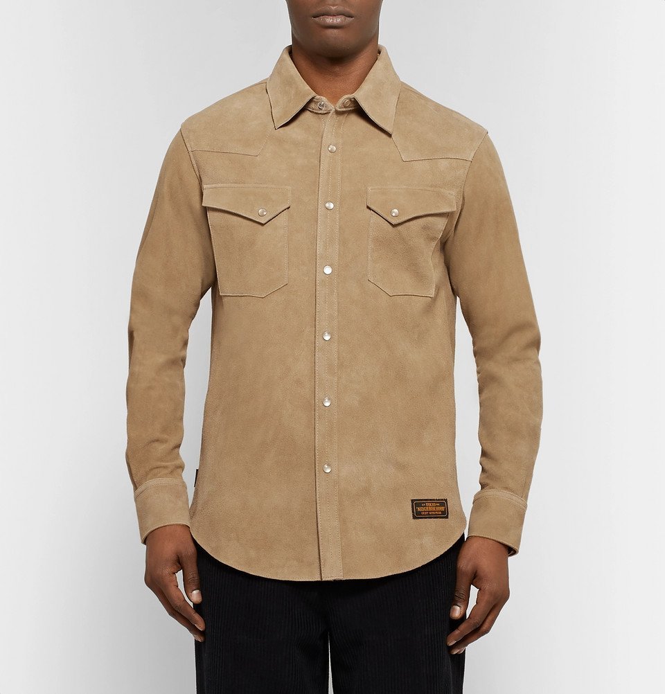 Neighborhood SlimFit Suede Overshirt Men Beige Neighborhood