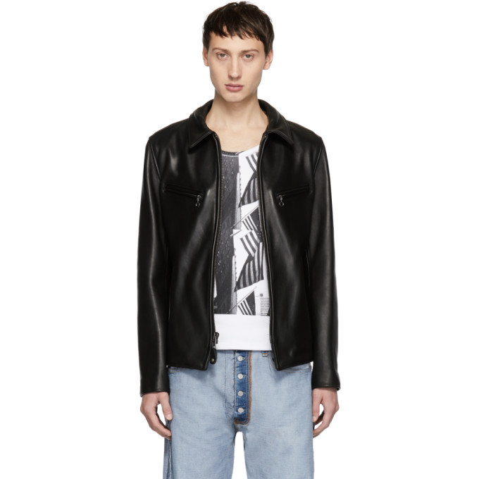 Schott Black Leather James Retro Jacket Schott