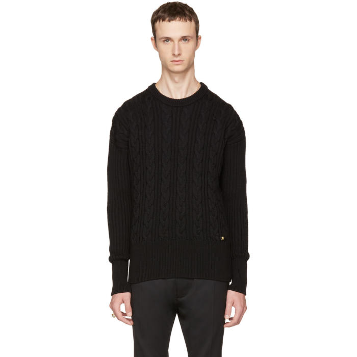 Versace Black Cable Knit Sweater Versace