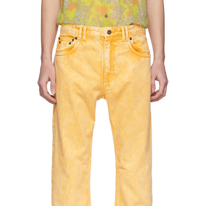 yellow denim pants