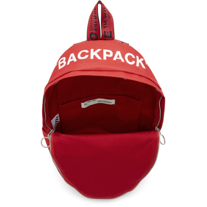 off white red quote backpack