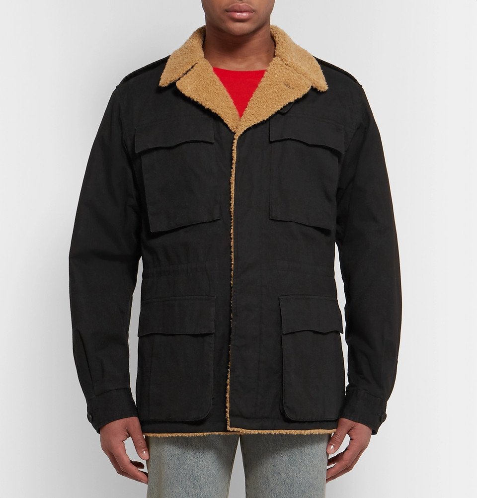 shearling lined canvas jacket