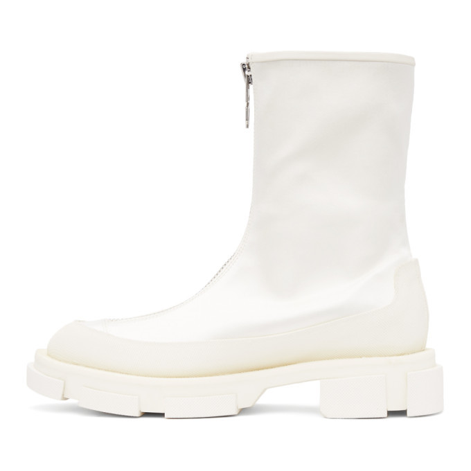 white satin boots