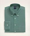 Brooks Brothers Men's Stretch Big & Tall Dress Shirt, Non-Iron Pinpoint Oxford Button Down Collar Gingham | Green