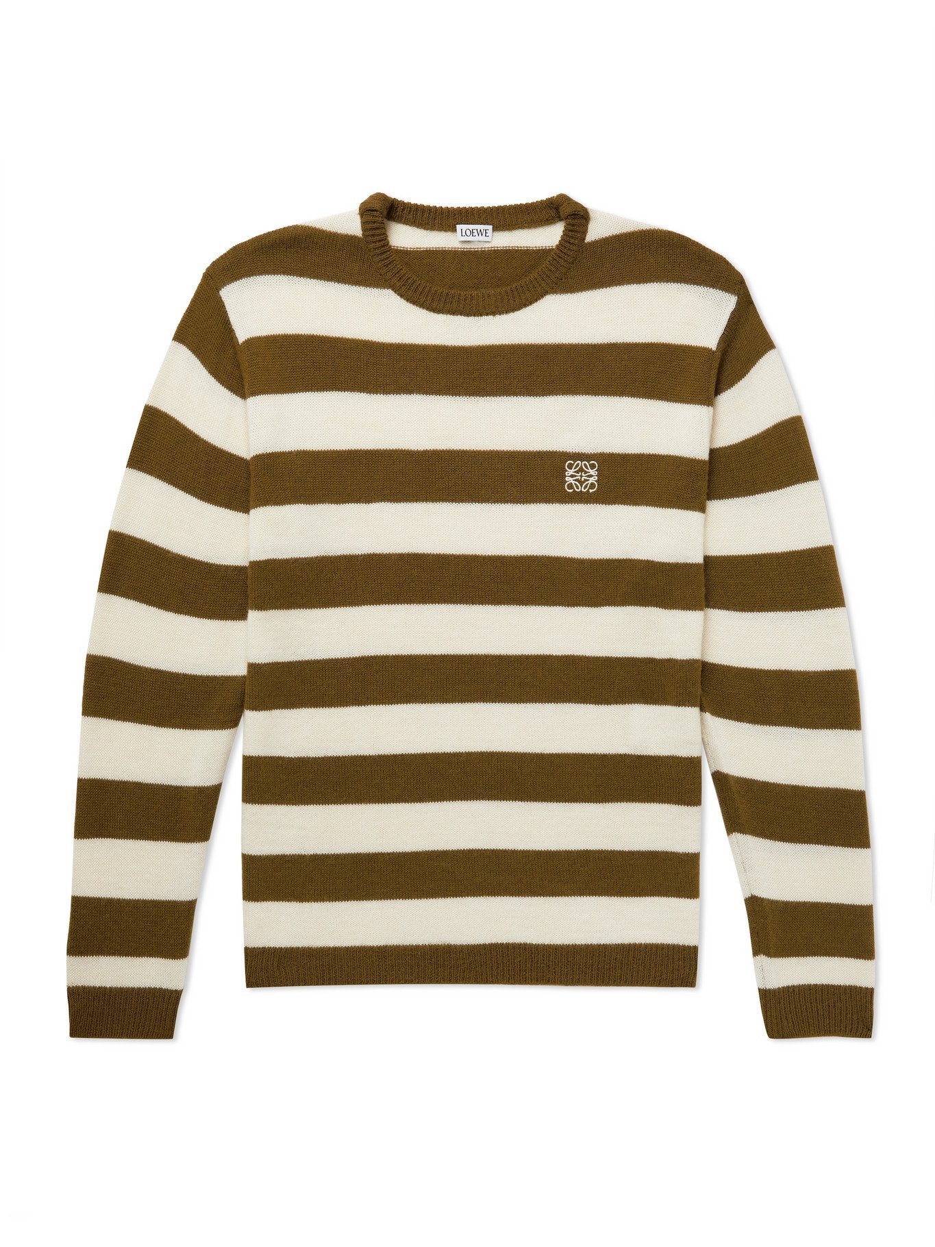 LOEWE - Logo-Embroidered Striped Knitted Sweater - Neutrals Loewe