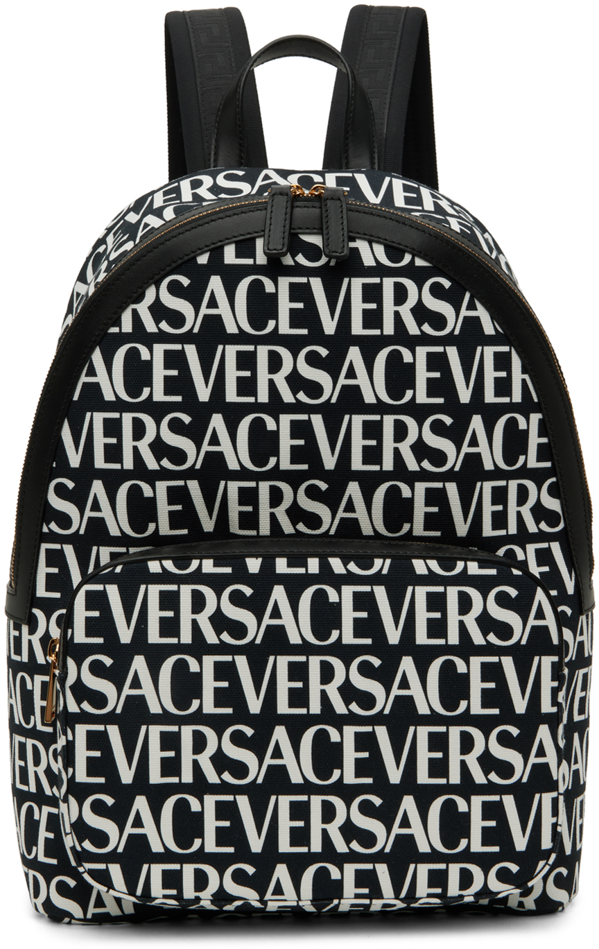 Versace Black Allover Backpack Versace